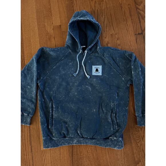 Teddy Fresh Hoodie Pullover Blue Acid Wash Tie Dye Pockets Size XL Unisex - Picture 1 of 6